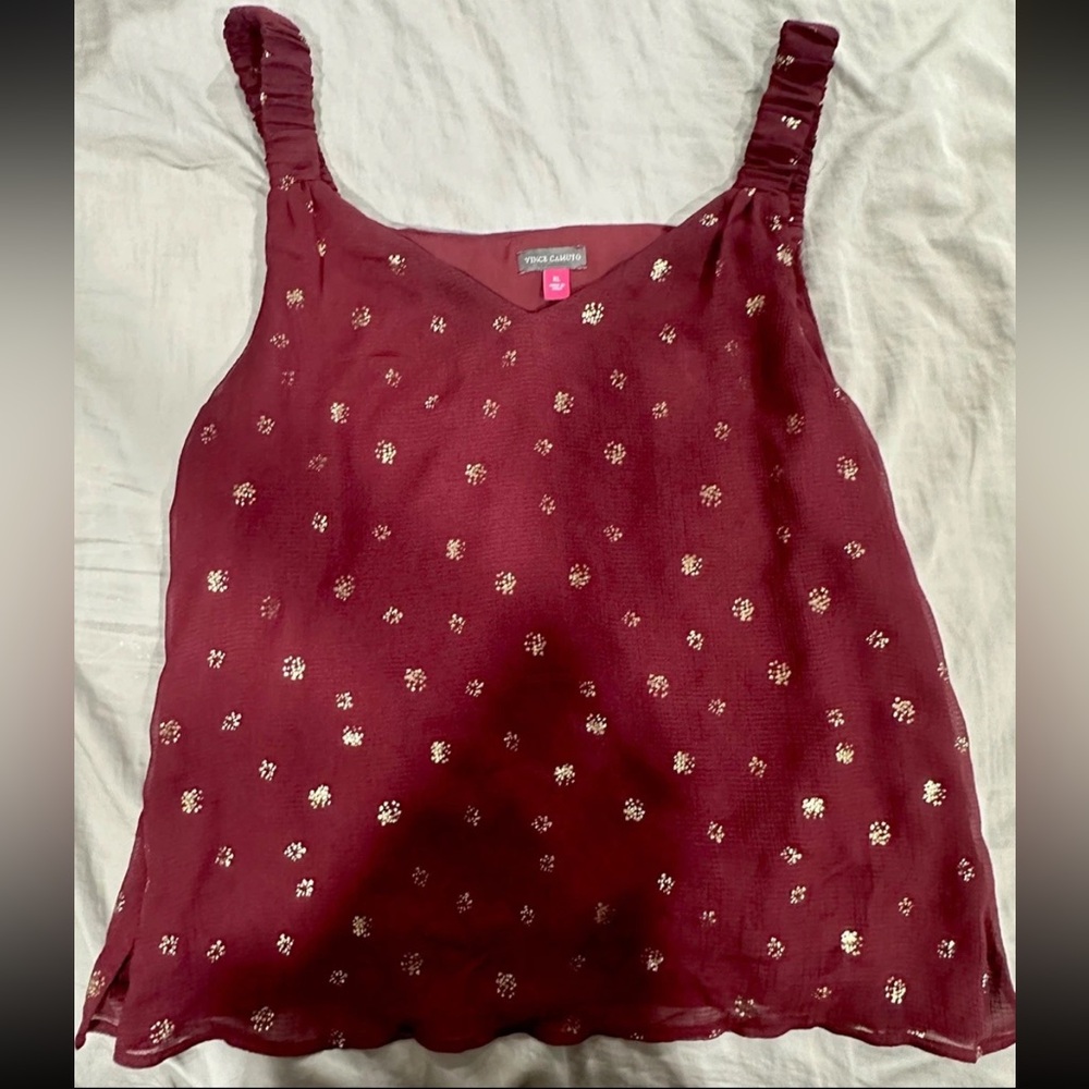 Vince Camuto Maroon and Gold Tank Top